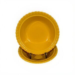 Set Of 2 Vintage Round Yellow Vistosa 5 3/4” Small Salad/soup/snack Bowls Autumn